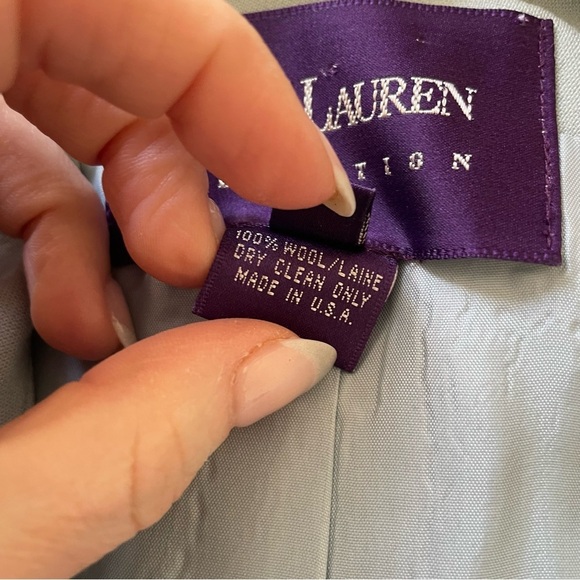 Ralph Lauren Collection Wool Baby Blue Double Breasted Faux Cuff Blazer Size 6 - Picture 9 of 11